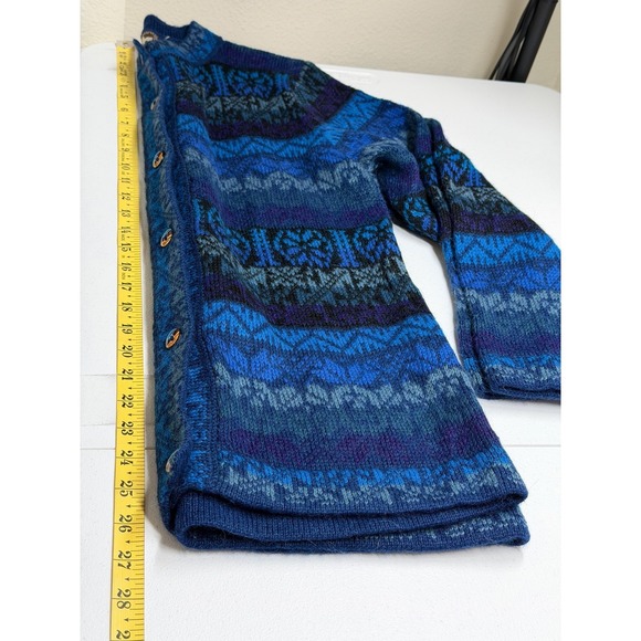 The Alpaca Connection Sweater Womens Small Blue Cardigan Fair Isle Knit Handmade - Picture 10 of 10